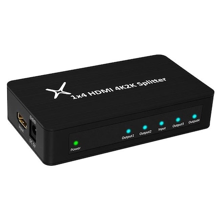 Xtrempro Xtrempro 11105 HDMI Slim 1 Input 4 Output Aluminium Housing Splitter - Black 11105